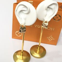  Bông Tai LV Bản To Ôm Vành Tai Màu Vàng Pha Lê Trắng (AB) 