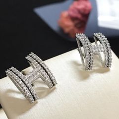  Bông Tai Hermes Màu Trắng Pha Lê (AD) 