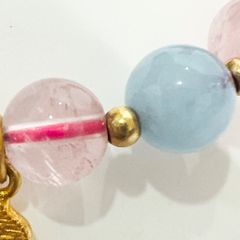  Vòng Đá Phong Thuỷ Cao Cấp - Hoa Hồng Thạch Anh Hồng & Đá Aquamarine Tự Nhiên 
