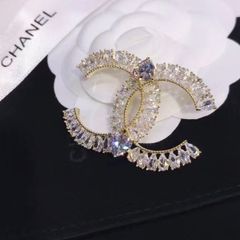  Cài Áo Nam, Nữ - Chanel Màu Vàng Pha Lê Trắng (CJ) 