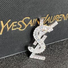  Cài Áo Nam, Nữ - YSL Màu Trắng Pha Lê (AG) 