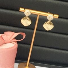  Bông Tai Hermes Màu Vàng Pha Lê Trắng Sang Trọng (AO) 