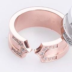  Nhẫn Nam Titan Cao Cấp - Màu Vàng Hồng Pha Lê (AA) 