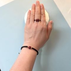  Vòng Đá Phong Thuỷ Cao Cấp - Đá Chu Sa Thiên Nhiên Dây Đen May Mắn 