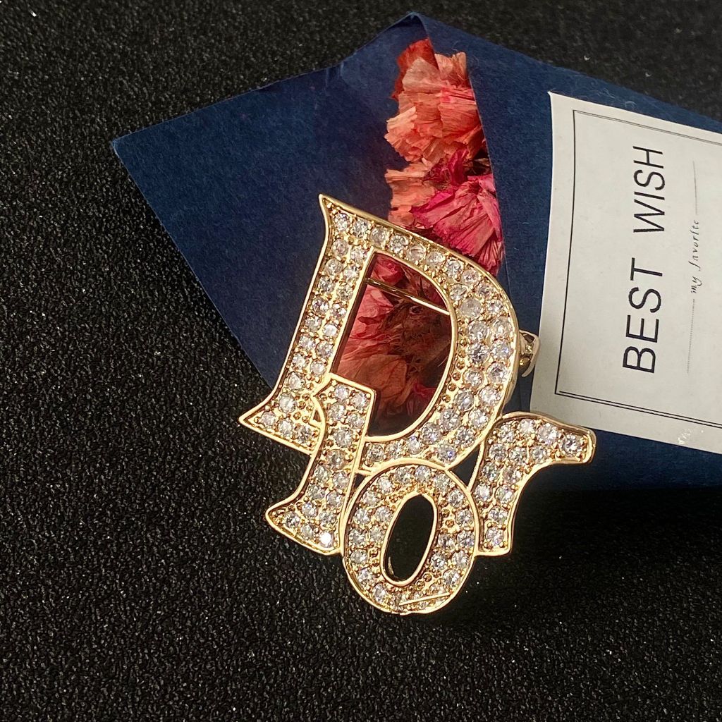  Cài Áo Nam, Nữ - Dior Màu Vàng Pha Lê Trắng (AQ) 