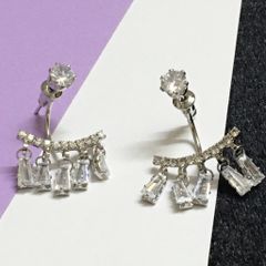  Bông Tai Viền Tai Mưa Rơi Pha Lê Trắng ( Có 2 Kiểu Đeo ) 