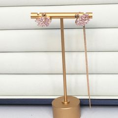  Bông Tai Tua Rua Thiên Nga Màu Vàng Hồng Pha Lê Hồng ( Có 3 Kiểu Đeo ) 