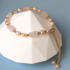  Vòng Đá Phong Thuỷ Cao Cấp - Ngọc Trai Nước Ngọt & Đá Thạch Anh Hồng Tự Nhiên Trợ Tình Yêu 