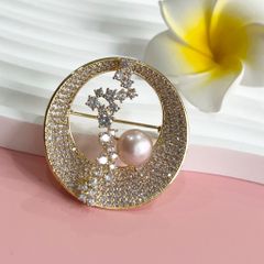  Cài Áo Mặt Trăng Pha Lê & Ngọc Trai Tự Nhiên 