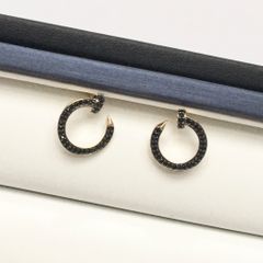  Bông Tai Cartier Cây Đinh Màu Vàng Pha Lê Đen Cá Tính (AD) 