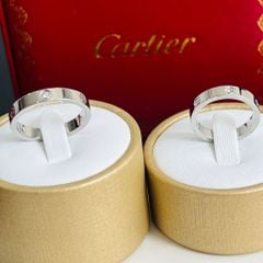  Nhẫn Cặp Đôi Tình Yêu - Cartier Màu Trắng TiTan Cao Cấp Pha Lê (AF) 