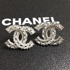  Bông Tai Chanel Bản To Màu Trắng Ngọc Trai & Pha Lê (BL) 