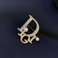  Cài Áo Nam, Nữ - Dior Màu Vàng Ngọc Trai & Pha Lê Trắng (AI) 