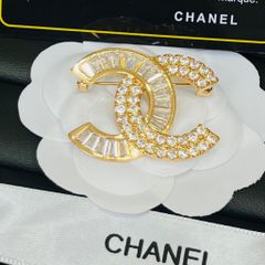  Cài Áo Nam, Nữ - Chanel Màu Vàng Pha Lê Trắng (AR) 