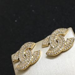  Bông Tai Chanel Màu Vàng Ngọc Trai & Pha Lê (AG) 