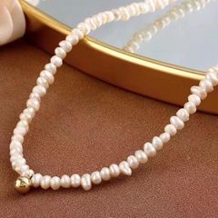  Dây Chuyền Ngắn - Choker Vàng Chuỗi Ngọc Trai Nước Ngọt Sang Trọng (AA) 