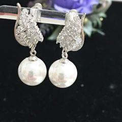  Bông Tai Đôi Cánh Thiên Thần Ngọc Trai & Pha Lê Trắng (AN) 