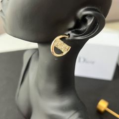  Bông Tai Dior Màu Vàng Pha Lê Trắng (AP) 