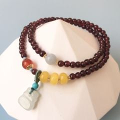  Vòng Đá Phong Thuỷ Cao Cấp - 2 Vòng Túi Tiền Đá Ngọc Bích, Đá Garnet, Đá Aquamarine, Đá Sáp Ong Vàng & Đá Mã Não Đỏ Tự Nhiên 