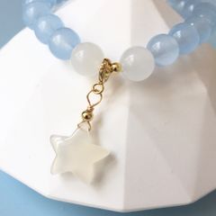  Vòng Đá Phong Thuỷ Cao Cấp - Ngôi Sao Đá Mặt Trăng & Đá Aquamarine Tự Nhiên 