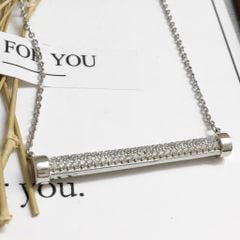  Dây Chuyền Dài Bạc Cao Cấp - Thanh Ngang Pha Lê Trắng 