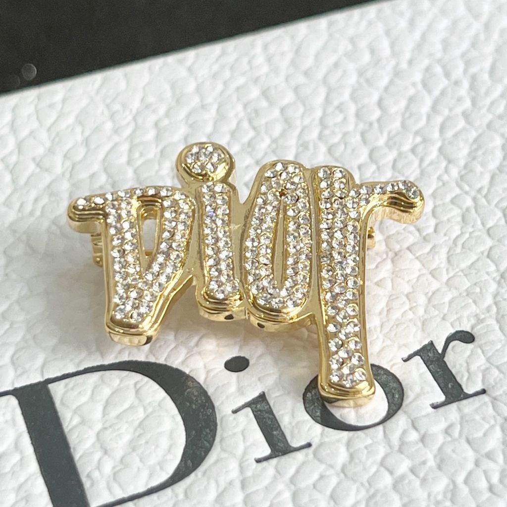  Cài Áo Dior Màu Vàng Pha Lê Trắng (AV) 