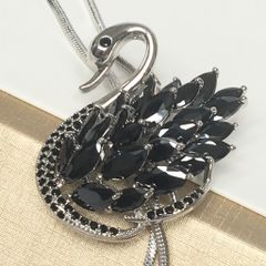  Dây Chuyền Dài Cao Cấp - Con Thiên Nga Pha Lê Đen Sang Trọng 