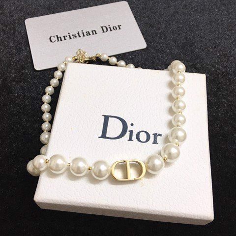  Bộ Trang Sức Dior Vàng - Vòng cổ Choker, Vòng Tay & Bông Tai Ngọc Trai, Pha Lê 6 Kiểu Đeo Quý Phái (AH) 