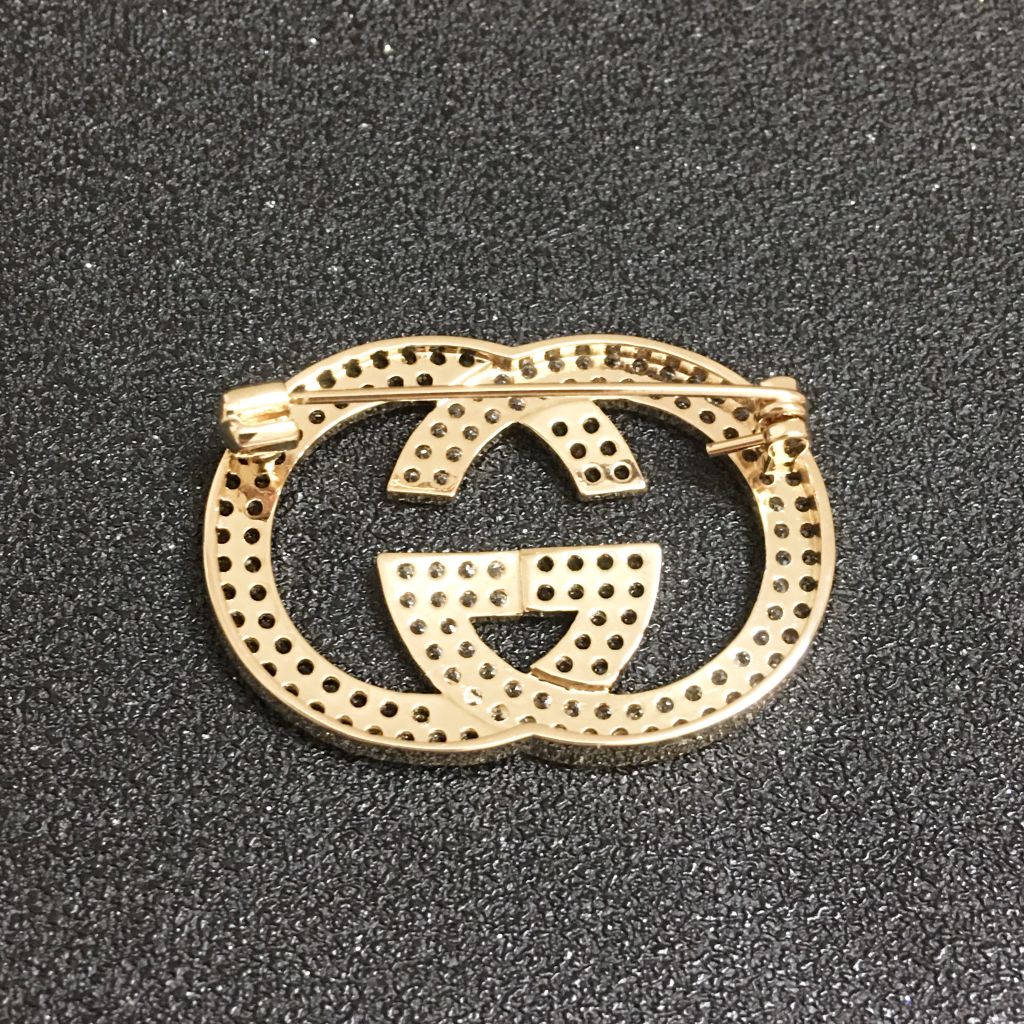  Cài Áo Nam, Nữ - Gucci Màu Vàng Pha Lê Đen & Trắng (AB) 