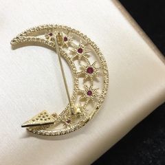  Cài Áo Nam, Nữ - Mặt Trăng Pha Lê Đỏ & Trắng (AC) 