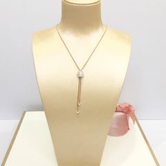  Dây Chuyền Titan Cao Cấp - Ống Pha Lê Tua Rua Màu Vàng Hồng 