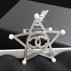  Cài Áo Nam, Nữ - Chanel Ngôi Sao Trắng Ngọc Trai & Pha Lê (BN) 