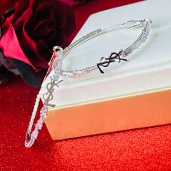  Bông Tai Khoen Tròn YSL Màu Trắng 4,3cm Pha Lê (BT) 