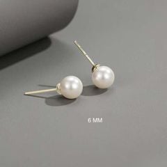  Bông Tai Bạc Cao Cấp - Ngọc Trai Nước Ngọt 6mm Sang Trọng 