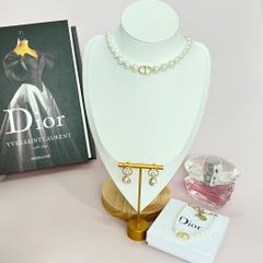  Bộ Trang Sức Dior Vàng - Vòng cổ Choker, Vòng Tay & Bông Tai Ngọc Trai, Pha Lê 6 Kiểu Đeo Quý Phái (AH) 