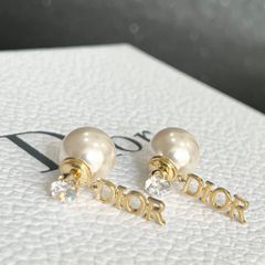  Bông Tai Dior Màu Vàng Ngọc Trai & Pha Lê Trắng (AV) - Có 3 Kiểu Đeo 