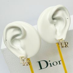  Bông Tai Dior Màu Vàng Pha Lê Trắng (AX) 