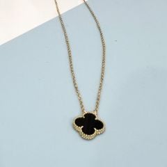  Dây Chuyền Titan Cao Cấp - Cỏ 4 Lá May Mắn Màu Vàng Đen (AO) 