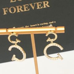  Bông Tai Cartier Bản To Màu Vàng Ngọc Trai & Pha Lê Trắng (AD) 