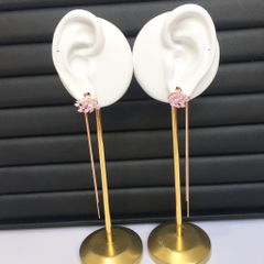  Bông Tai Tua Rua Thiên Nga Màu Vàng Hồng Pha Lê Hồng ( Có 3 Kiểu Đeo ) 