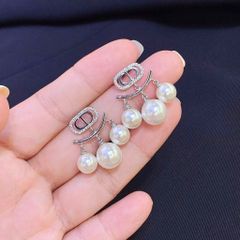  Bộ Trang Sức Dior Trắng - Vòng cổ Choker & Bông Tai Ngọc Trai, Pha Lê Quý Phái (AF) 