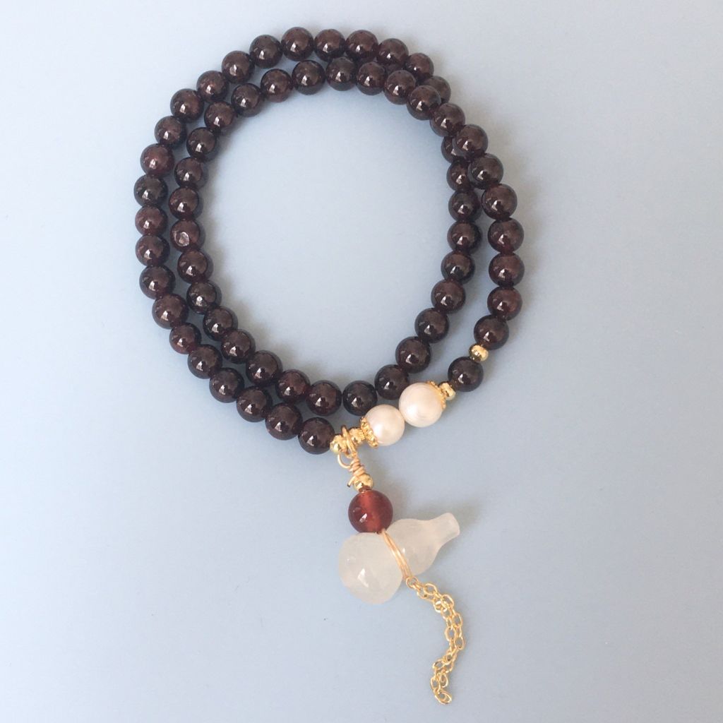  Vòng Đá Phong Thuỷ Cao Cấp - 2 Vòng Hồ Lô Mã Não, Ngọc Trai Nước Ngọt, Đá Garnet Tự Nhiên 