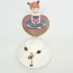  Vòng Tay Phong Thuỷ Cao Cấp - Túi Tiền May Mắn Đá Thạch Anh Tím & Trắng 