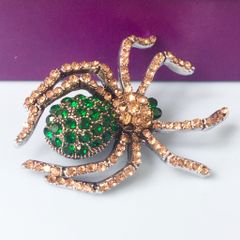  Cài Áo Nam - Con Nhện Màu Vàng Pha Lê Xanh & Vàng (AM) 
