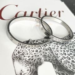  Vòng Tay Cặp Đôi Tình Yêu - Cartier Màu Trắng Titan Cao Cấp Pha Lê (AB) 