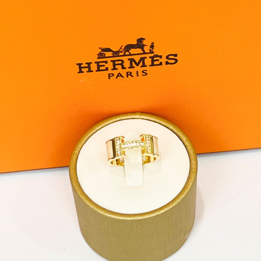  Nhẫn Hermes Freesize Pha Lê Trắng Cá Tính (AB) 