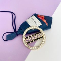  Cài Áo Nam, Nữ - Chanel Màu Vàng Bản To Pha Lê Trắng (BS) 