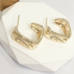  Bông Tai Nike Bản To Màu Vàng Pha Lê Trắng Cá Tính 