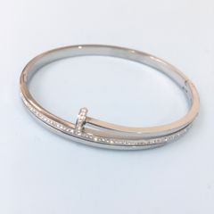  Bộ Trang Sức Cartier Titan Cao Cấp - Vòng Tay & Nhẫn Màu Trắng Pha Lê (AQ) 