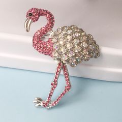  Cài Áo Con Hạc Pha Lê Hồng & Trắng Xà Cừ (AD) 